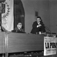 3.3.1967, Antonio Zavoli e Giorgio La Pira intervengono presso la sala dell'Arengo, Archivio ISRIC Rimini