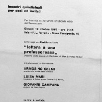 Volantino in occasione di un dibattito organizzato dal Portico, 1967, Archivio Istituto storico di Modena
